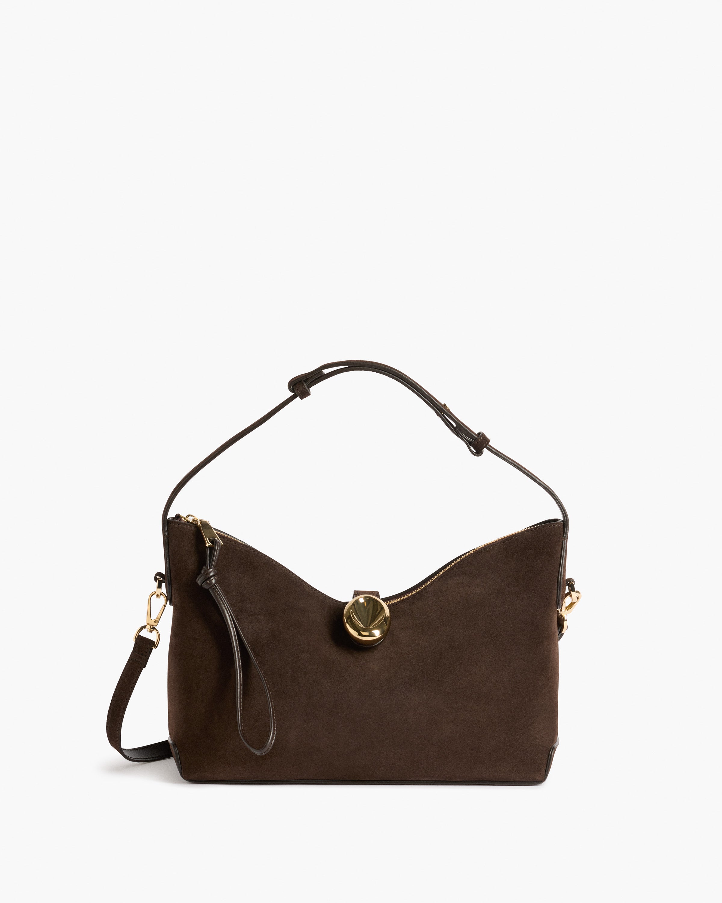 Gaia Ornament Handbag Suede Chocolate